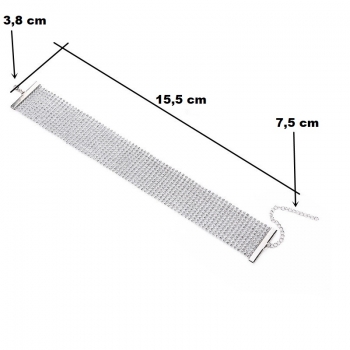 Bransoletka B110 srebrna PULSAR z kryształkami, szer.3,8cm