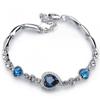 Bransoletka B249 serduszka kryształ niebieski