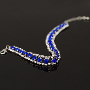 Bransoletka B280 srebrna niebieskie kryształy