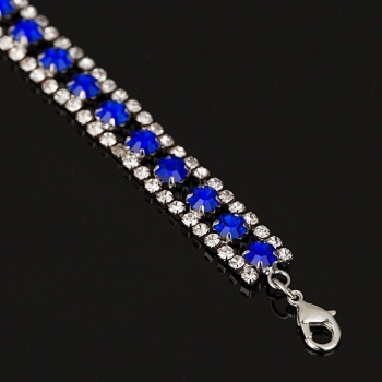 Bransoletka B280 srebrna niebieskie kryształy