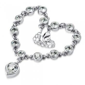Bransoletka B372 srebrna kryształy białe