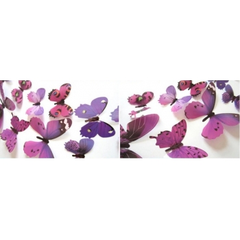 Motyle D621 dekoracyjne fiolet 3D (12szt) naklejka
