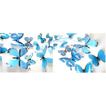 Motyle D622 dekoracyjne niebieskie 3D (12szt) naklejka