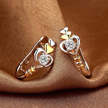 Kolczyki K418 srebrno-złote serce z kryształem