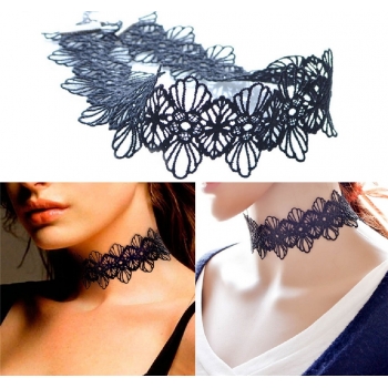 Naszyjnik N013 czarna koronka, choker