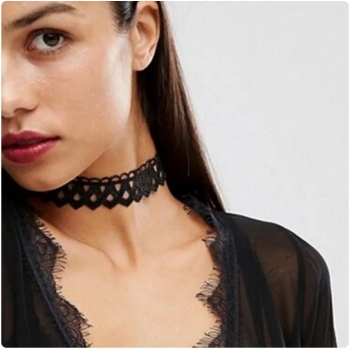 Naszyjnik N016 czarna koronka, choker