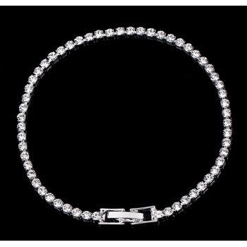 Zestaw Z051 srebrny z białymi kryształami bransoletka+naszyjnik+kolczyki