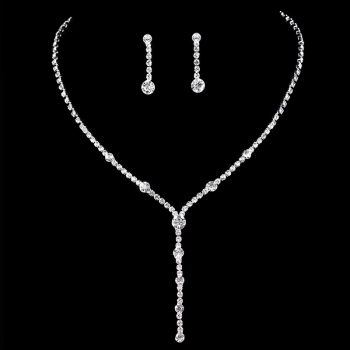 Zestaw Z1011 srebrny naszyjnik + kolczyki, kryształy/cyrkonie