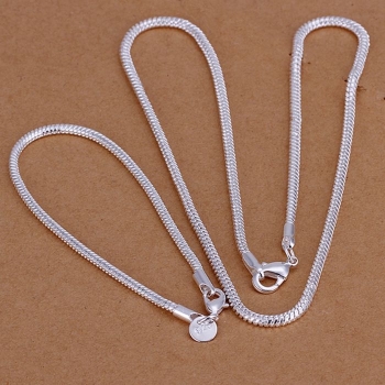 Zestaw Z380 srebrny łańcuszek bransoletka+ naszyjnik
