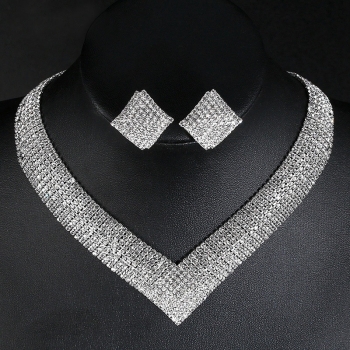 Zestaw Z431 srebrny, kryształy naszyjnik i kolczyki