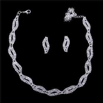 Zestaw Z432 srebrny, kryształy naszyjnik i kolczyki